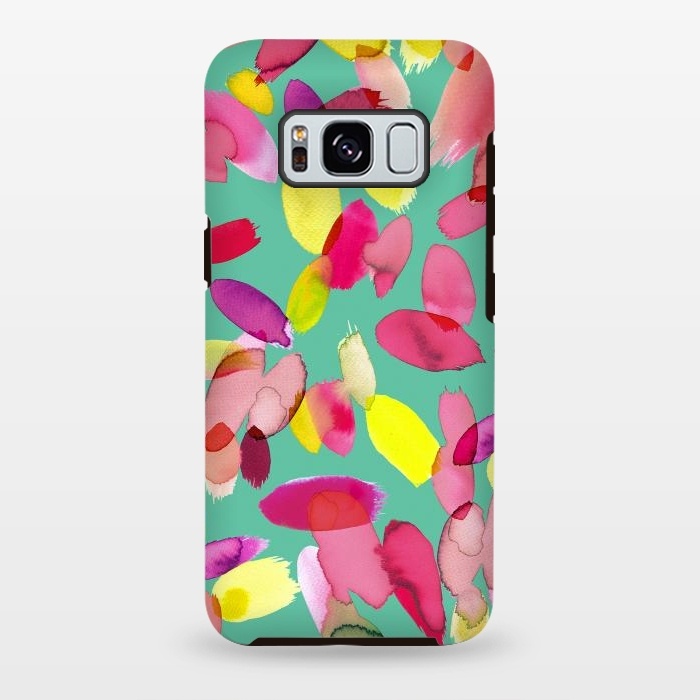 Galaxy S8 plus StrongFit Watercolor Petals Green by Ninola Design