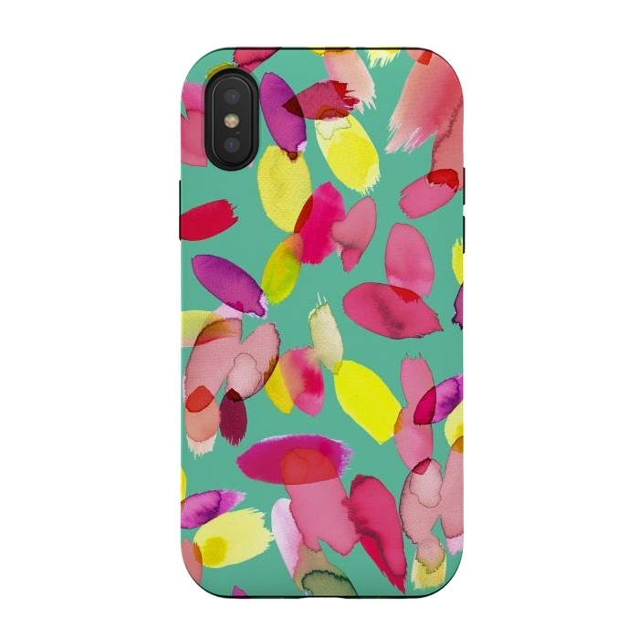 iPhone Xs / X StrongFit Watercolor Petals Green by Ninola Design