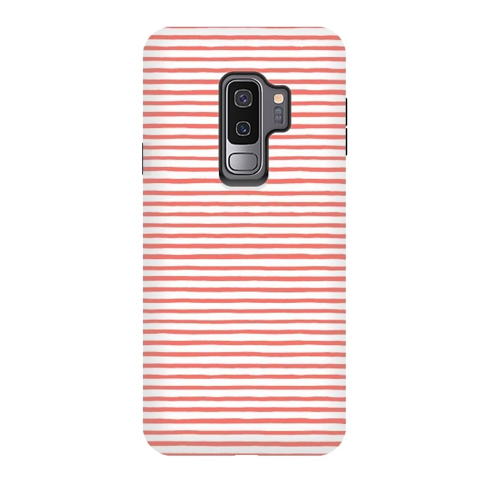 Galaxy S9 plus StrongFit Marker Stripes Coral by Ninola Design