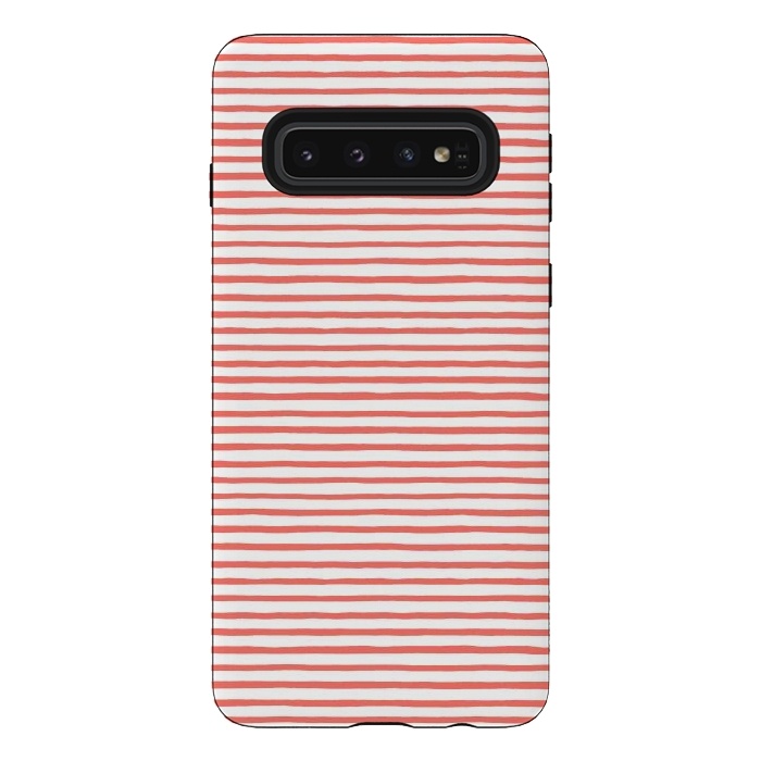 Galaxy S10 StrongFit Marker Stripes Coral by Ninola Design