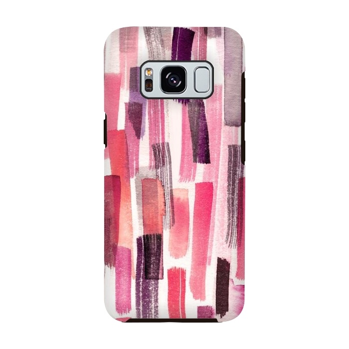 Galaxy S8 StrongFit Colorful Brushstrokes Living Coral by Ninola Design