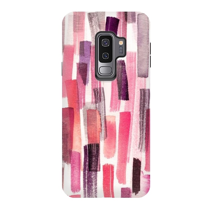 Galaxy S9 plus StrongFit Colorful Brushstrokes Living Coral by Ninola Design
