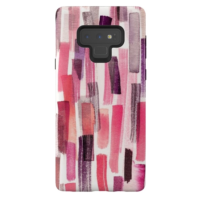 Galaxy Note 9 StrongFit Colorful Brushstrokes Living Coral by Ninola Design