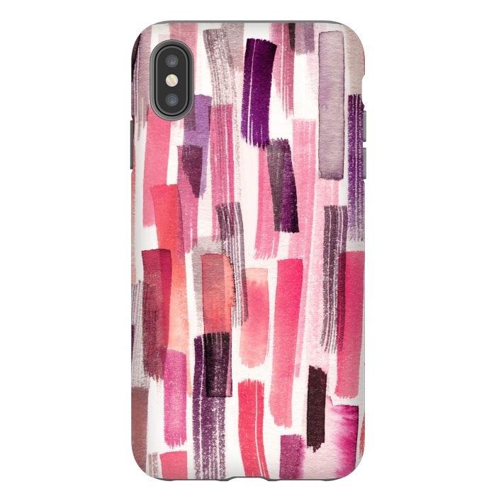 iPhone Xs Max StrongFit Colorful Brushstrokes Living Coral by Ninola Design