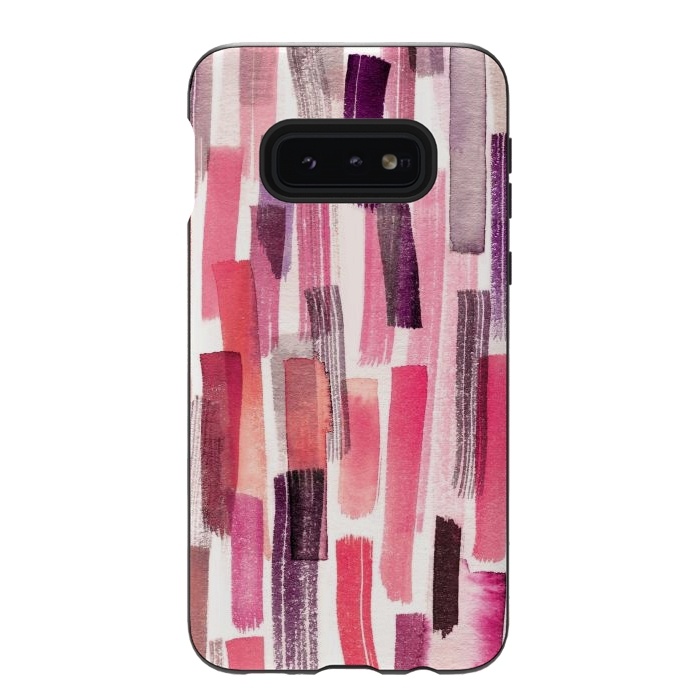 Galaxy S10e StrongFit Colorful Brushstrokes Living Coral by Ninola Design