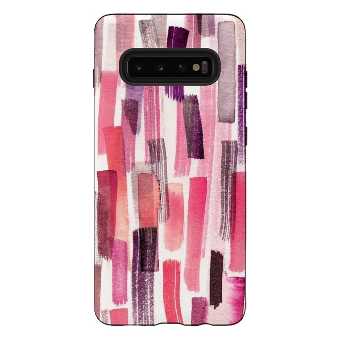 Galaxy S10 plus StrongFit Colorful Brushstrokes Living Coral by Ninola Design
