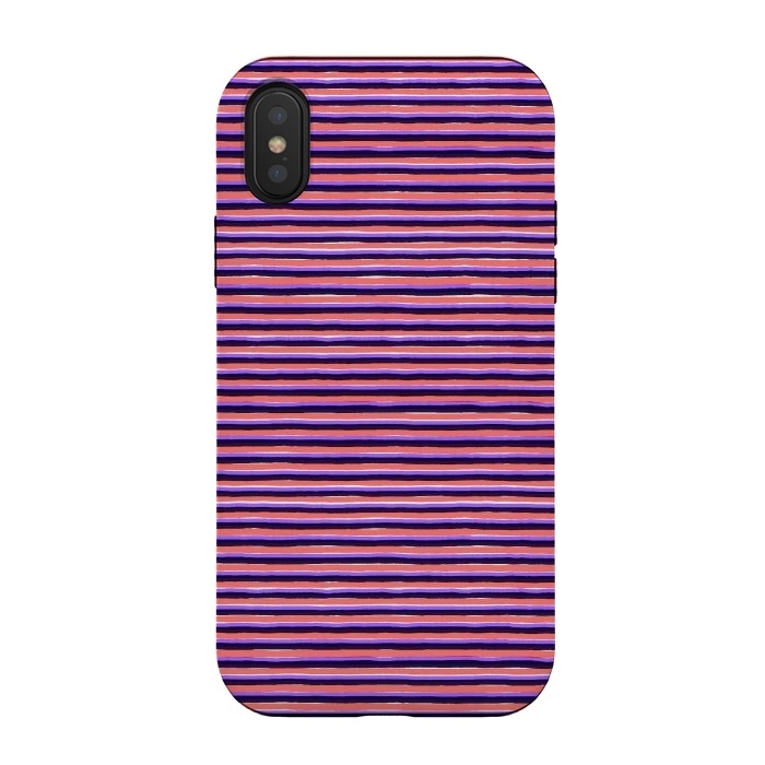 iPhone Xs / X StrongFit Marker Colorful Coral Stripes by Ninola Design