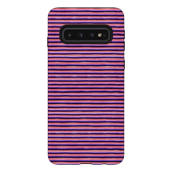 Galaxy S10 StrongFit Marker Colorful Coral Stripes by Ninola Design