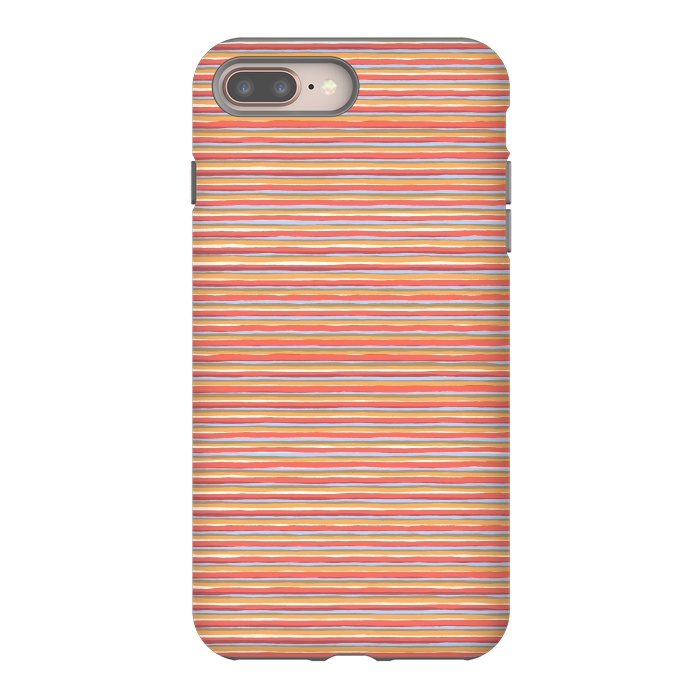iPhone 7 plus StrongFit Multi Marker Stripes Summer Coral by Ninola Design