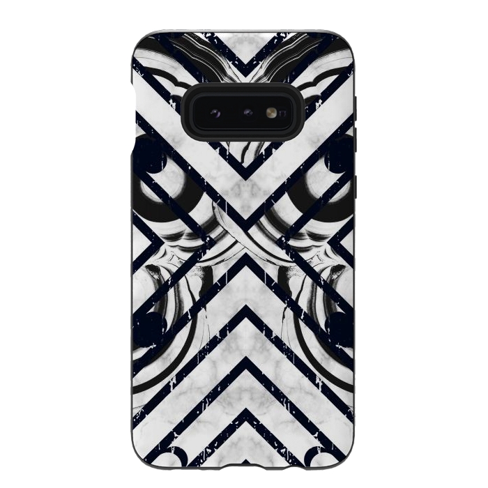 Galaxy S10e StrongFit Modern geometric black and white marble  by Oana 
