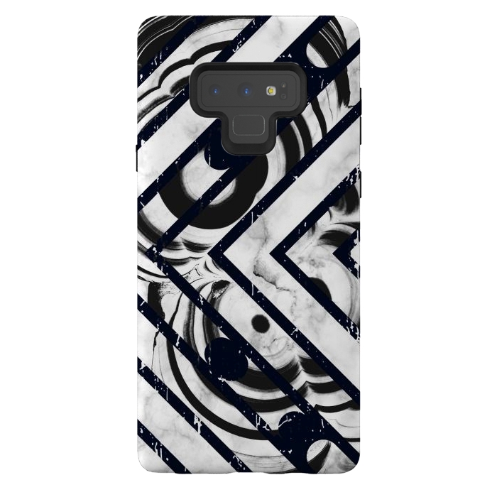 Galaxy Note 9 StrongFit Monochrome marble stripes by Oana 