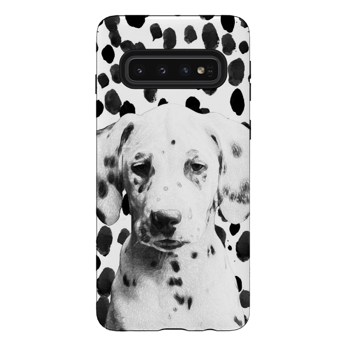 Galaxy S10 StrongFit Cute dalmatian puppy and ink spots by Oana 