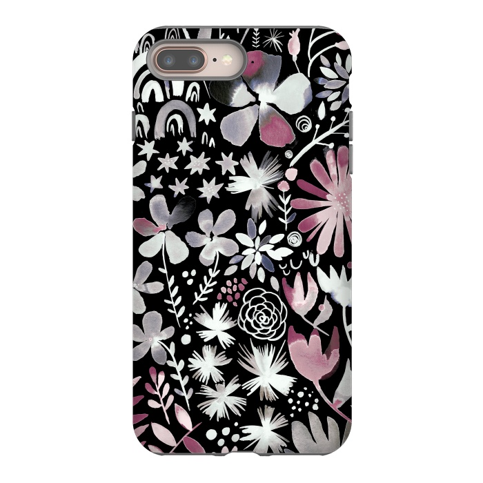 iPhone 7 plus StrongFit Winter Ink Dark Flowers by Ninola Design