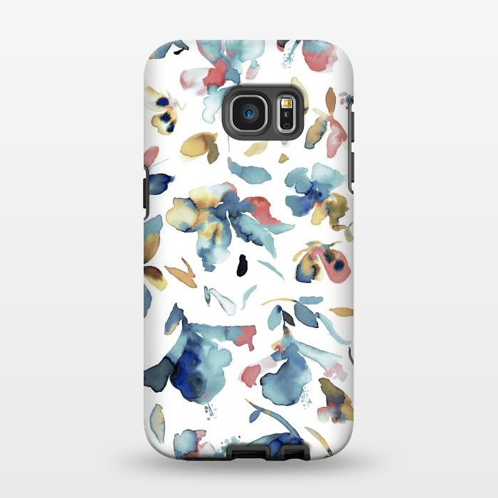 Galaxy S7 EDGE StrongFit Watery Blue Hibiscus by Ninola Design