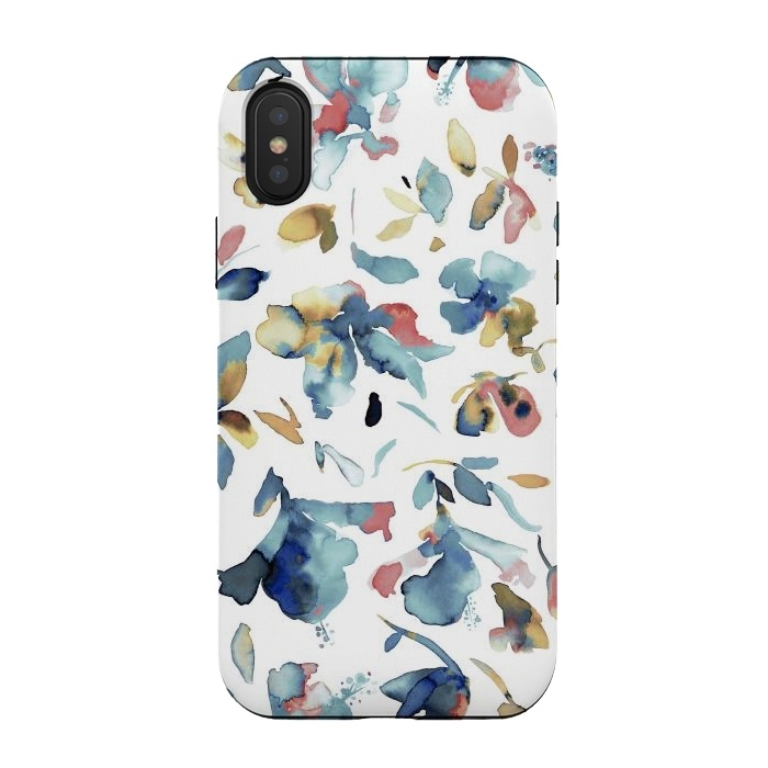 iPhone Xs / X StrongFit Watery Blue Hibiscus by Ninola Design