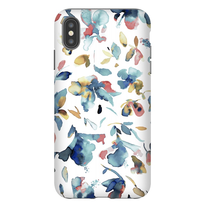 iPhone Xs Max StrongFit Watery Blue Hibiscus by Ninola Design