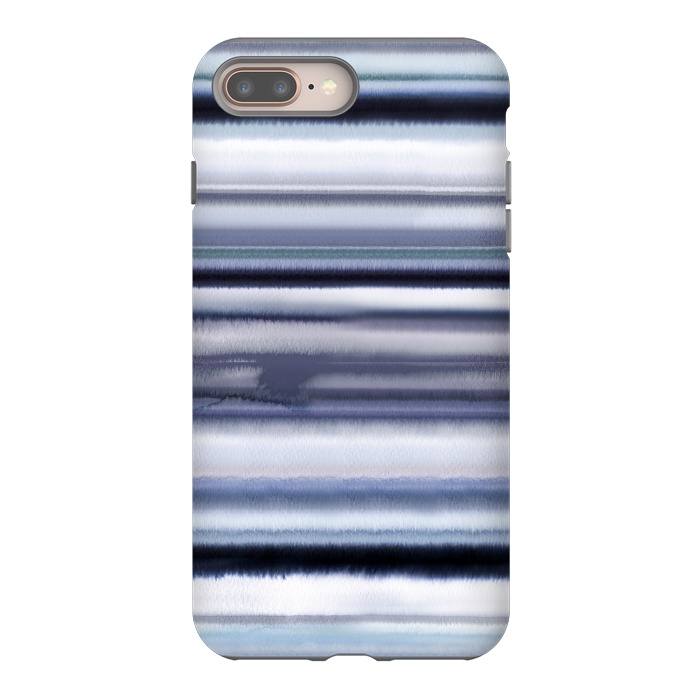 iPhone 7 plus StrongFit Ombre Stripes Watercolor Blue by Ninola Design