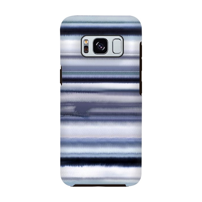 Galaxy S8 StrongFit Ombre Stripes Watercolor Blue by Ninola Design