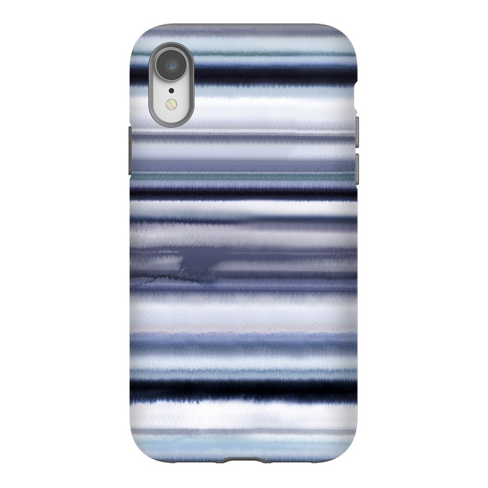 iPhone Xr StrongFit Ombre Stripes Watercolor Blue by Ninola Design
