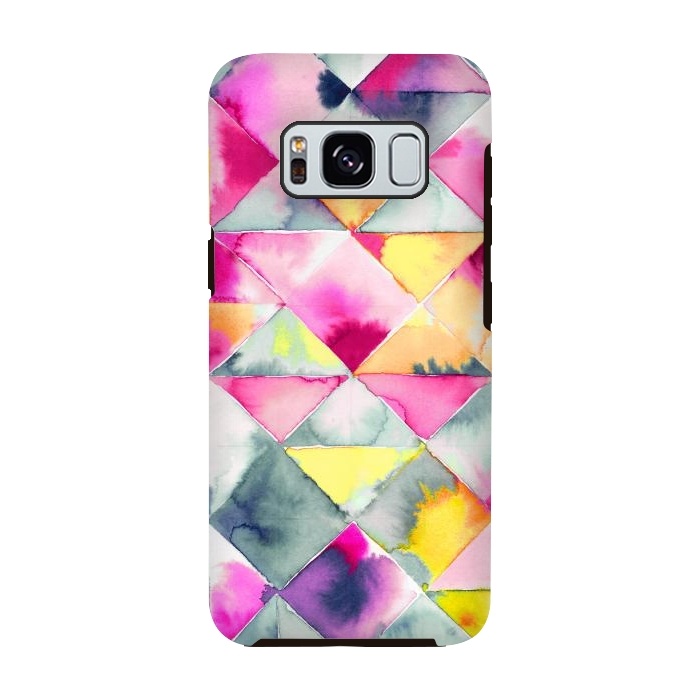 Galaxy S8 StrongFit Watercolor Squares Triangles Fresh by Ninola Design
