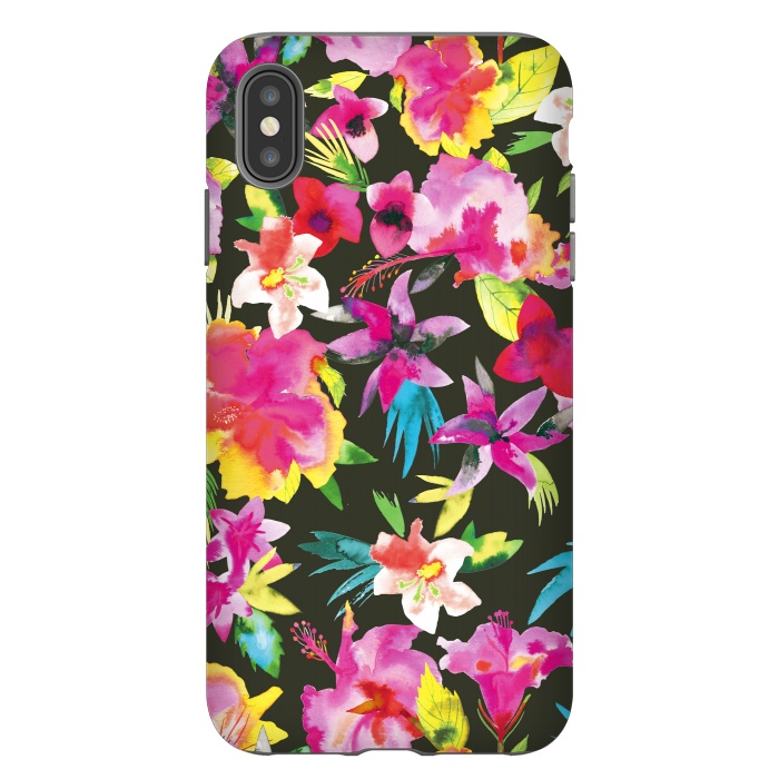 iPhone Xs Max StrongFit Caribbean Flowers and Palms by Ninola Design