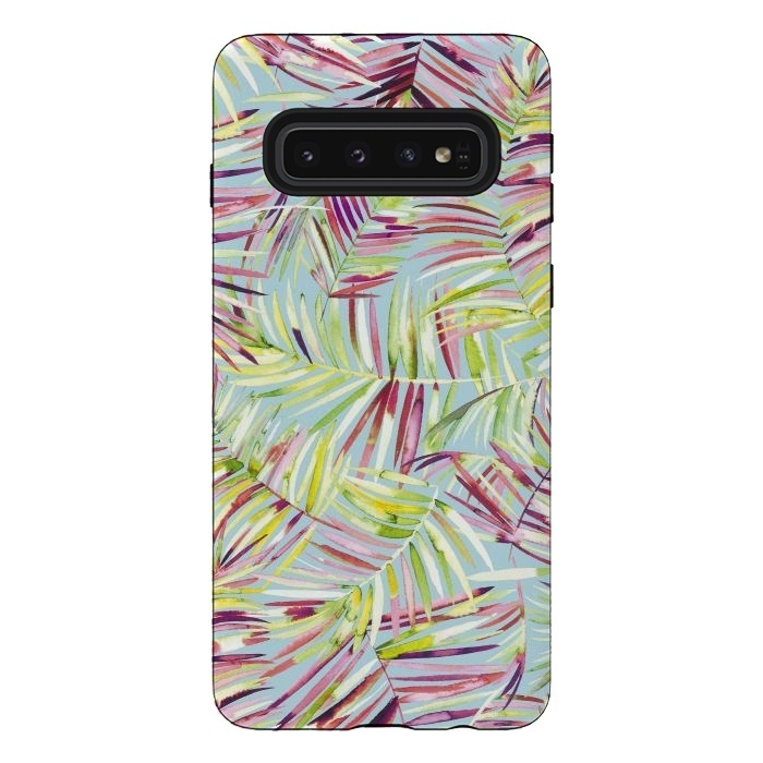 Galaxy S10 StrongFit Tranquility Tropical Palms by Ninola Design