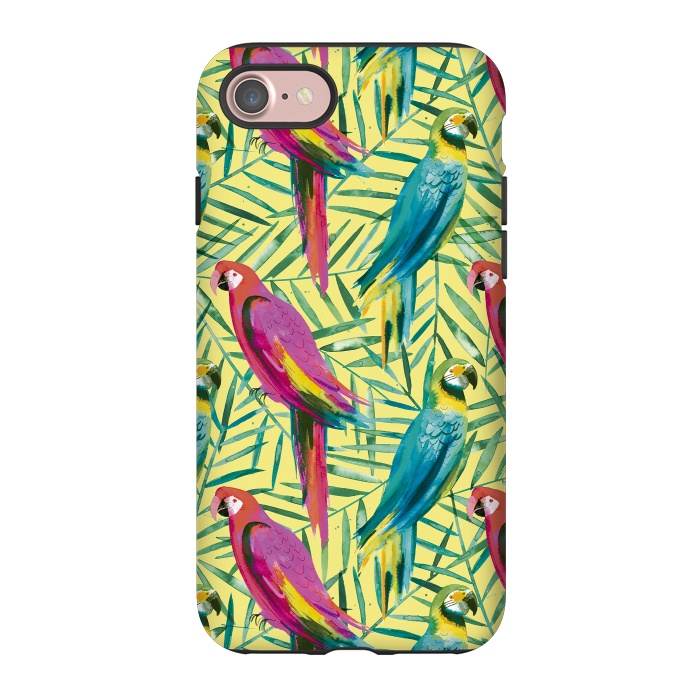 iPhone 7 StrongFit Tropical Parrots and Palms by Ninola Design