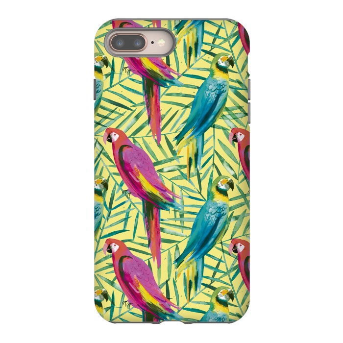 iPhone 7 plus StrongFit Tropical Parrots and Palms by Ninola Design