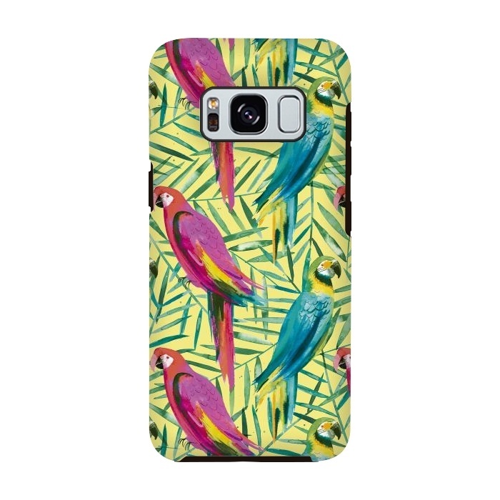 Galaxy S8 StrongFit Tropical Parrots and Palms by Ninola Design
