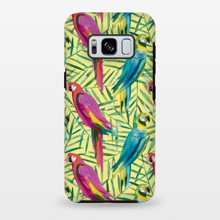 Galaxy S8 plus StrongFit Tropical Parrots and Palms by Ninola Design