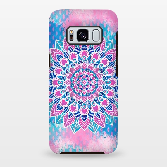 Galaxy S8 plus StrongFit Pink blue Mandala flower  by Jms