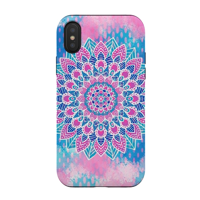 iPhone Xs / X StrongFit Pink blue Mandala flower  by Jms