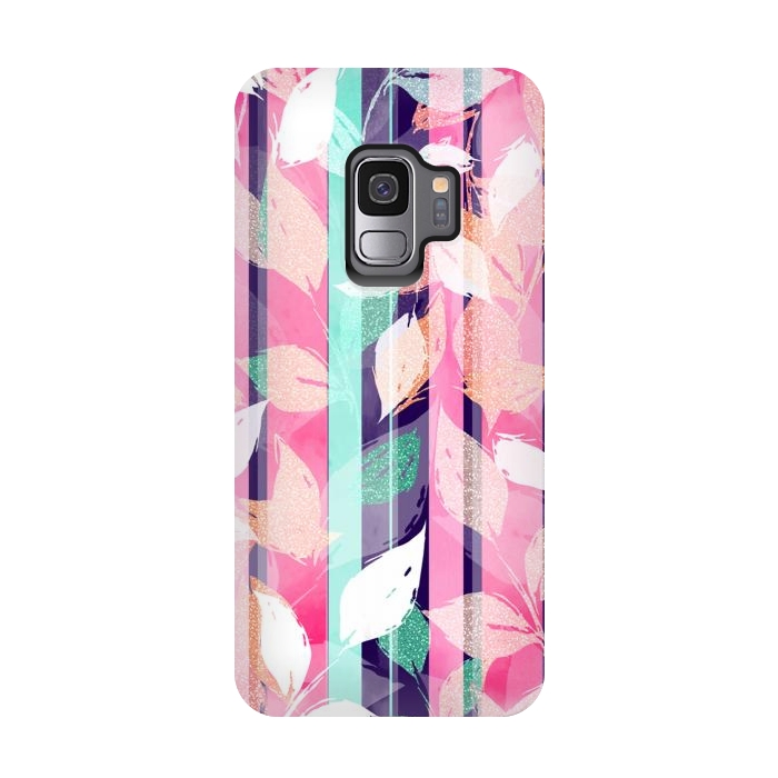 Galaxy S9 StrongFit Cute Violet foliage brush paint design  by InovArts