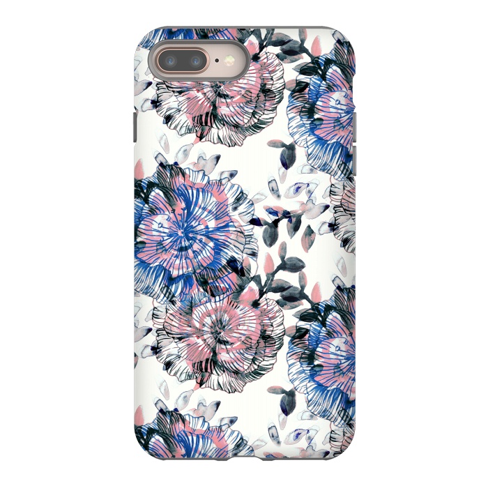 iPhone 7 plus StrongFit Watercolor painted flowers and foliage by Oana 