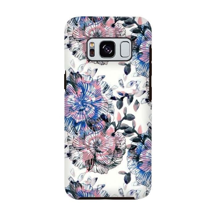 Galaxy S8 StrongFit Watercolor painted flowers and foliage by Oana 