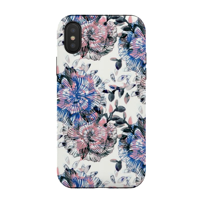 iPhone Xs / X StrongFit Watercolor painted flowers and foliage by Oana 