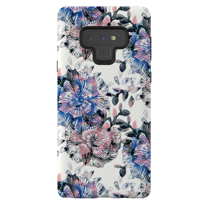Galaxy Note 9 StrongFit Watercolor painted flowers and foliage by Oana 