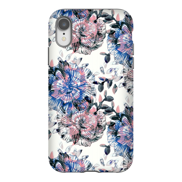 iPhone Xr StrongFit Watercolor painted flowers and foliage by Oana 
