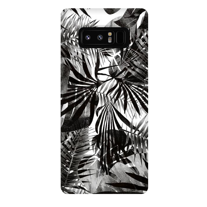 Galaxy Note 8 StrongFit Silver black metallic tropical leaves by Oana 
