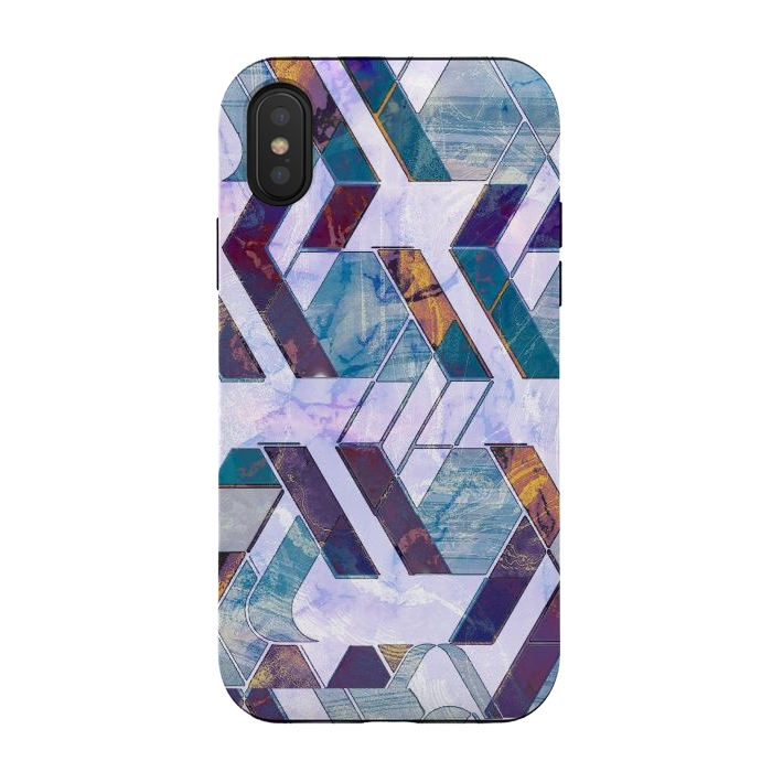 iPhone Xs / X StrongFit Pastel geometric marble tiles by Oana 