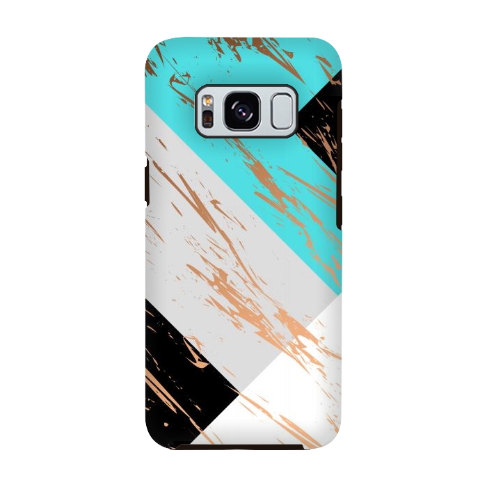 Galaxy S8 StrongFit Aquamarine With Gold On Marble Background by ArtsCase