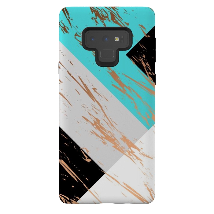 Galaxy Note 9 StrongFit Aquamarine With Gold On Marble Background by ArtsCase