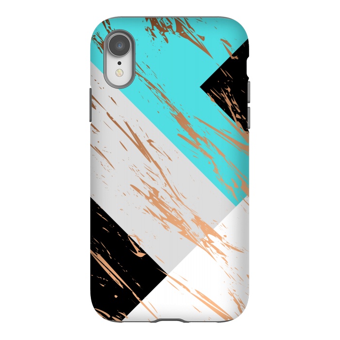 iPhone Xr StrongFit Aquamarine With Gold On Marble Background by ArtsCase