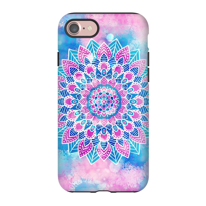iPhone 7 StrongFit Pink blue flower mandala by Jms