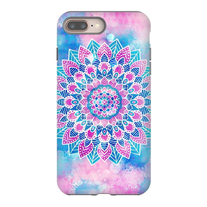 iPhone 7 plus StrongFit Pink blue flower mandala by Jms