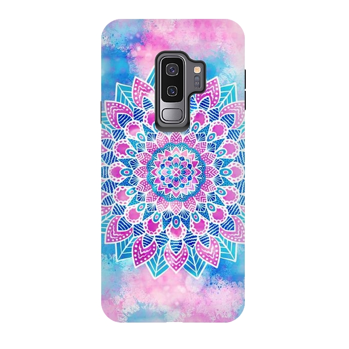 Galaxy S9 plus StrongFit Pink blue flower mandala by Jms