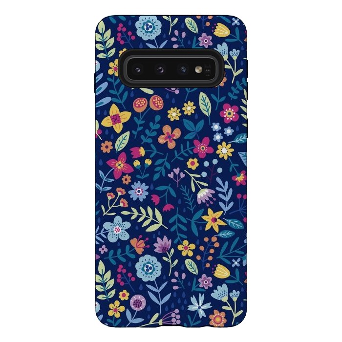 Galaxy S10 StrongFit Multicolor Beautiful Flowers  by ArtsCase