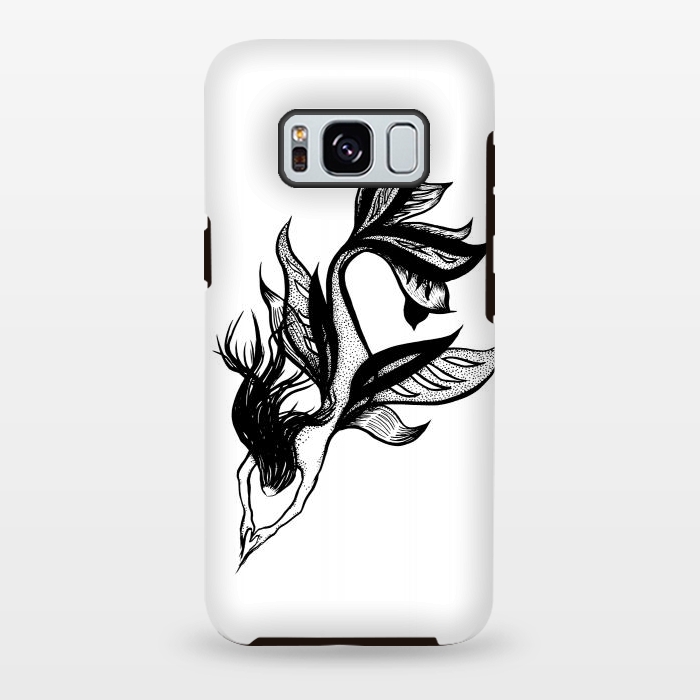 Galaxy S8 plus StrongFit Beautiful mermaid black and white ink drawing by Boriana Giormova