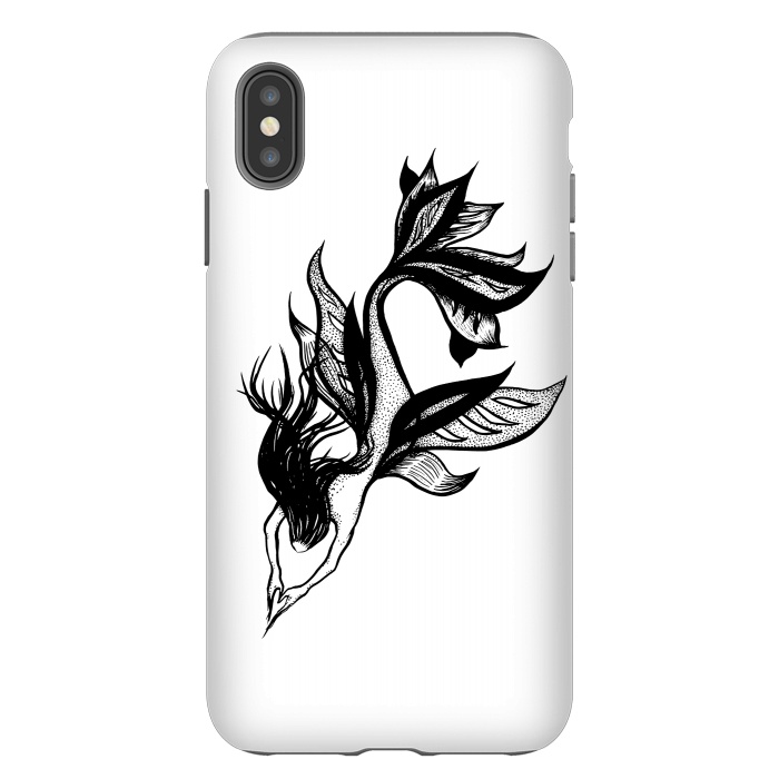 iPhone Xs Max StrongFit Beautiful mermaid black and white ink drawing by Boriana Giormova
