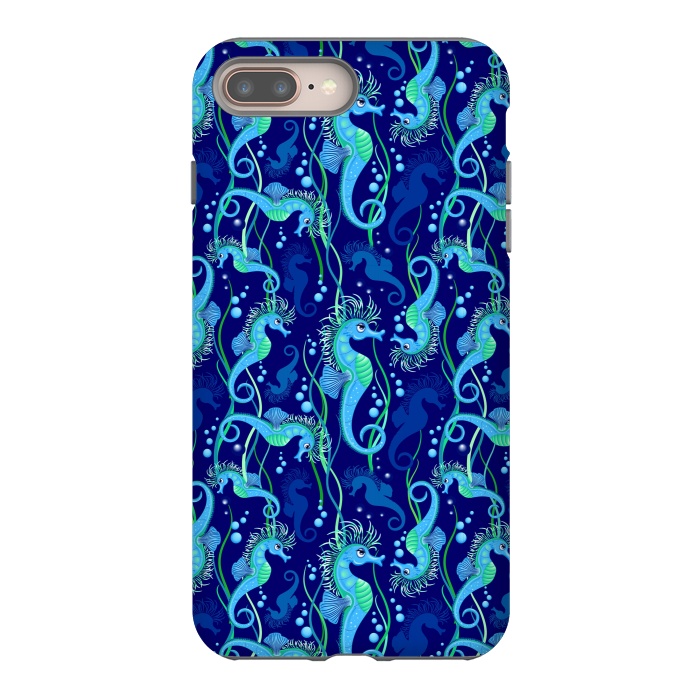 iPhone 7 plus StrongFit Seahorse cute blue sea animal Pattern by BluedarkArt